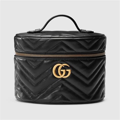 gucci cosmetic case black|Gucci marmont makeup bag.